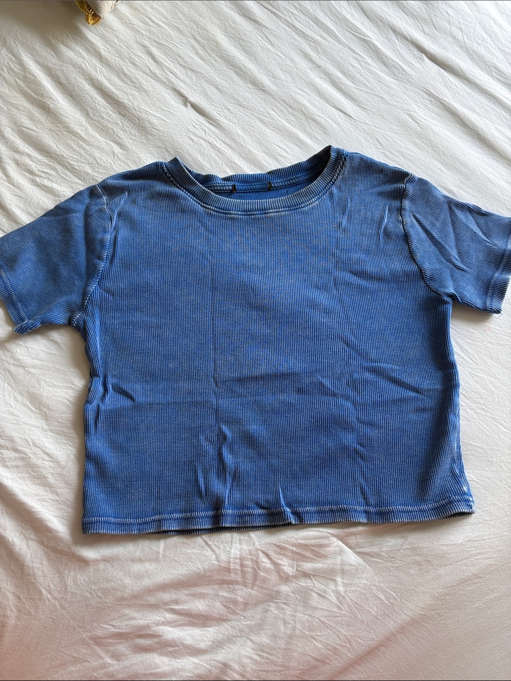 Free People Kids Short Sleeve Ribbed Tee in Denim Blue
